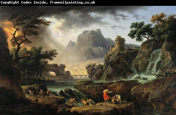 Claude-joseph Vernet Mountain Landscape with Approaching Storm